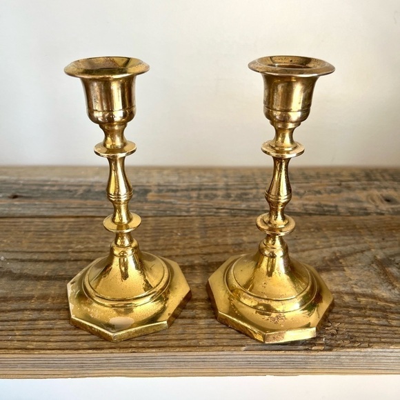 Solid brass candlesticks set of 2 - Picture 2 of 7